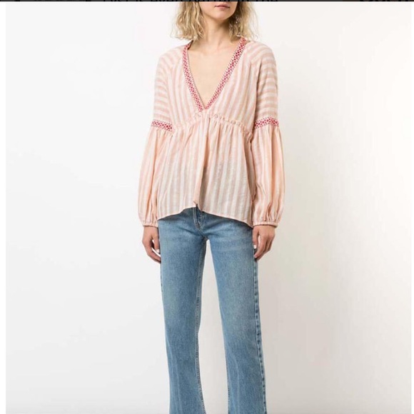 NWOT Lemlem Nefasi Striped Cotton Blend Blouse - Picture 4 of 14